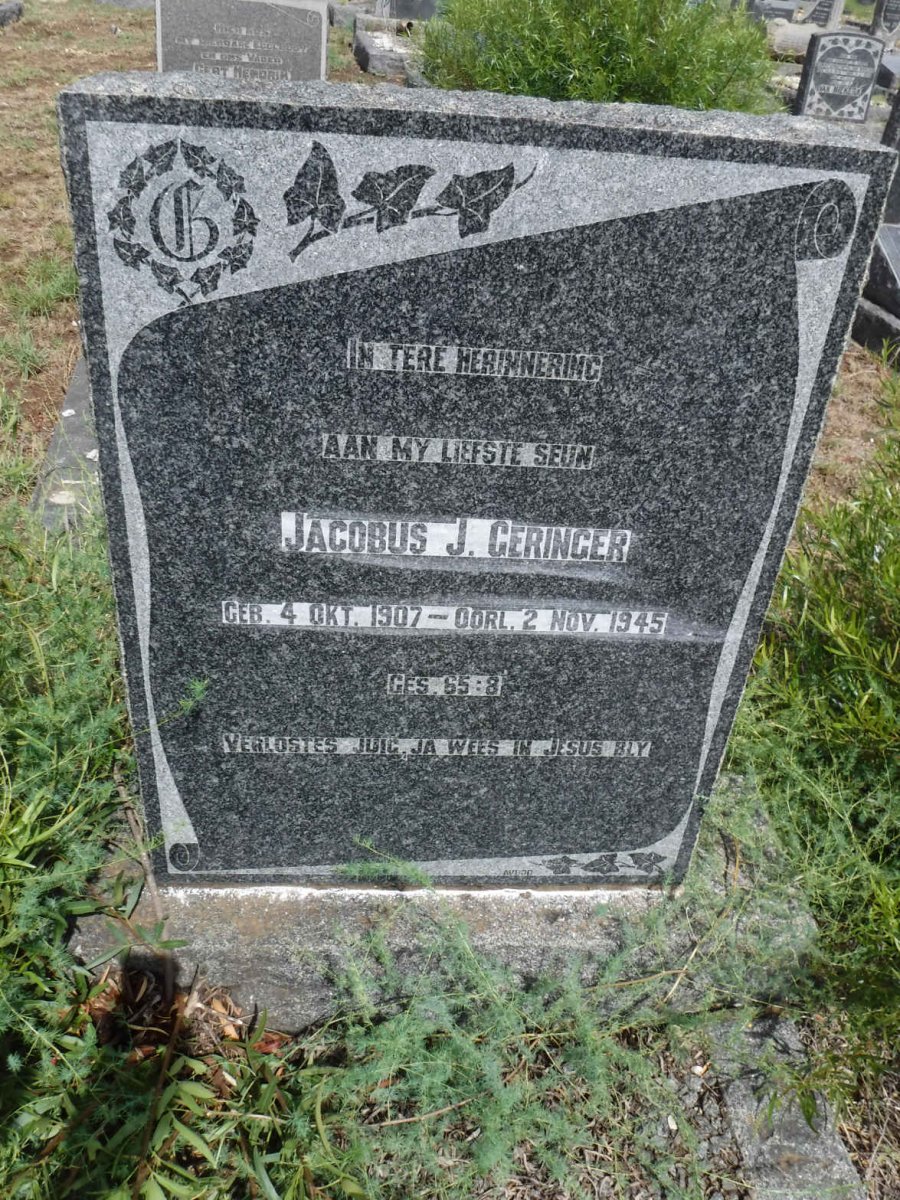 GERINGER Jacobus J. 1907-1945