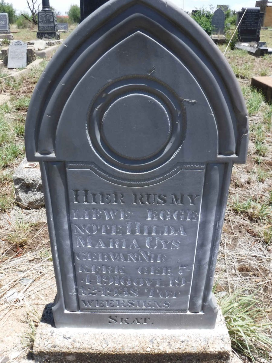 UYS Hilda Maria nee VAN NIEKERK 1916-1938