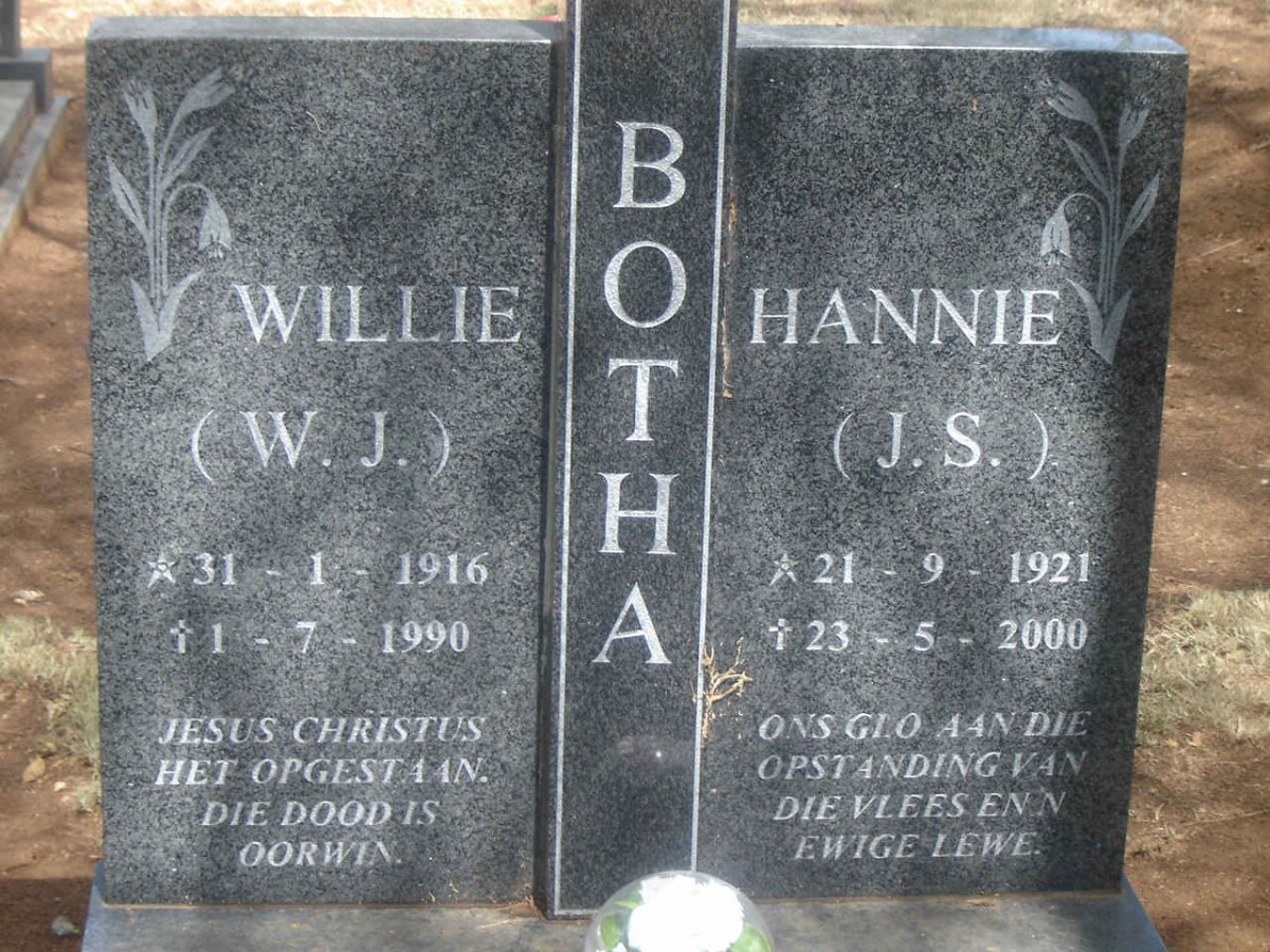 BOTHA Willie J. 1916-1970 &amp; Hannie S. 1921-2000