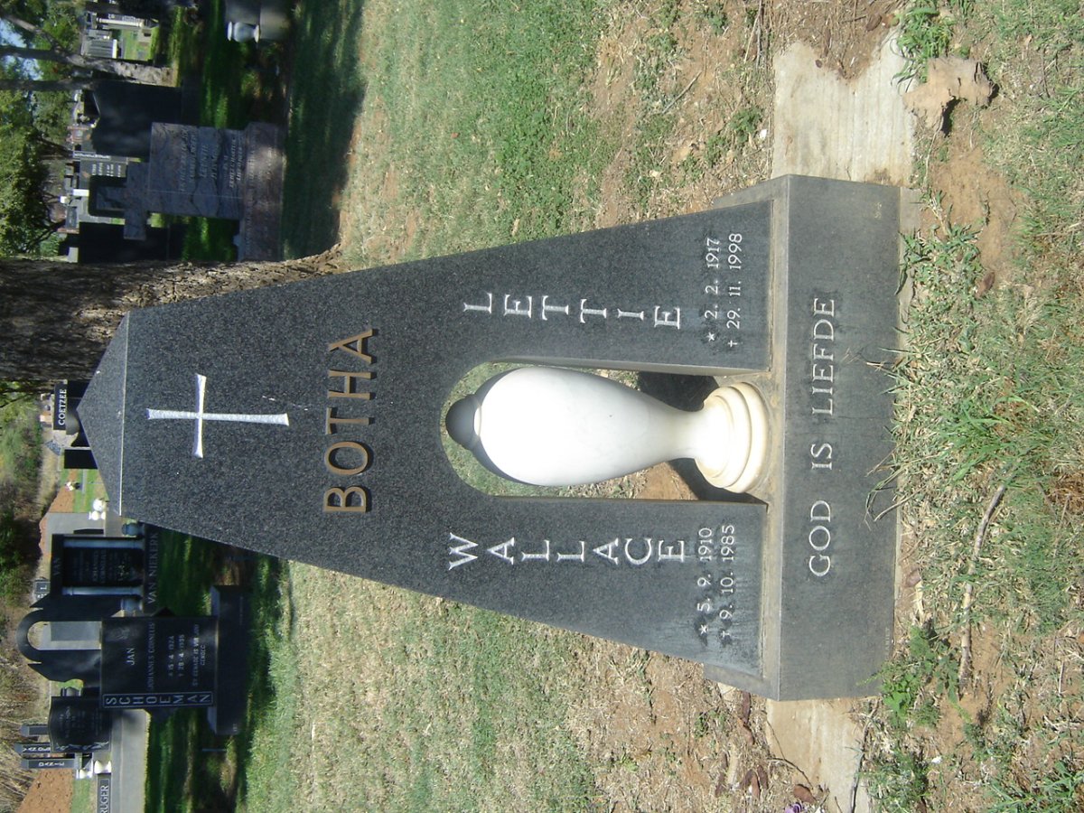 BOTHA Wallace 1910-1985 &amp; Lettie 1917-1998