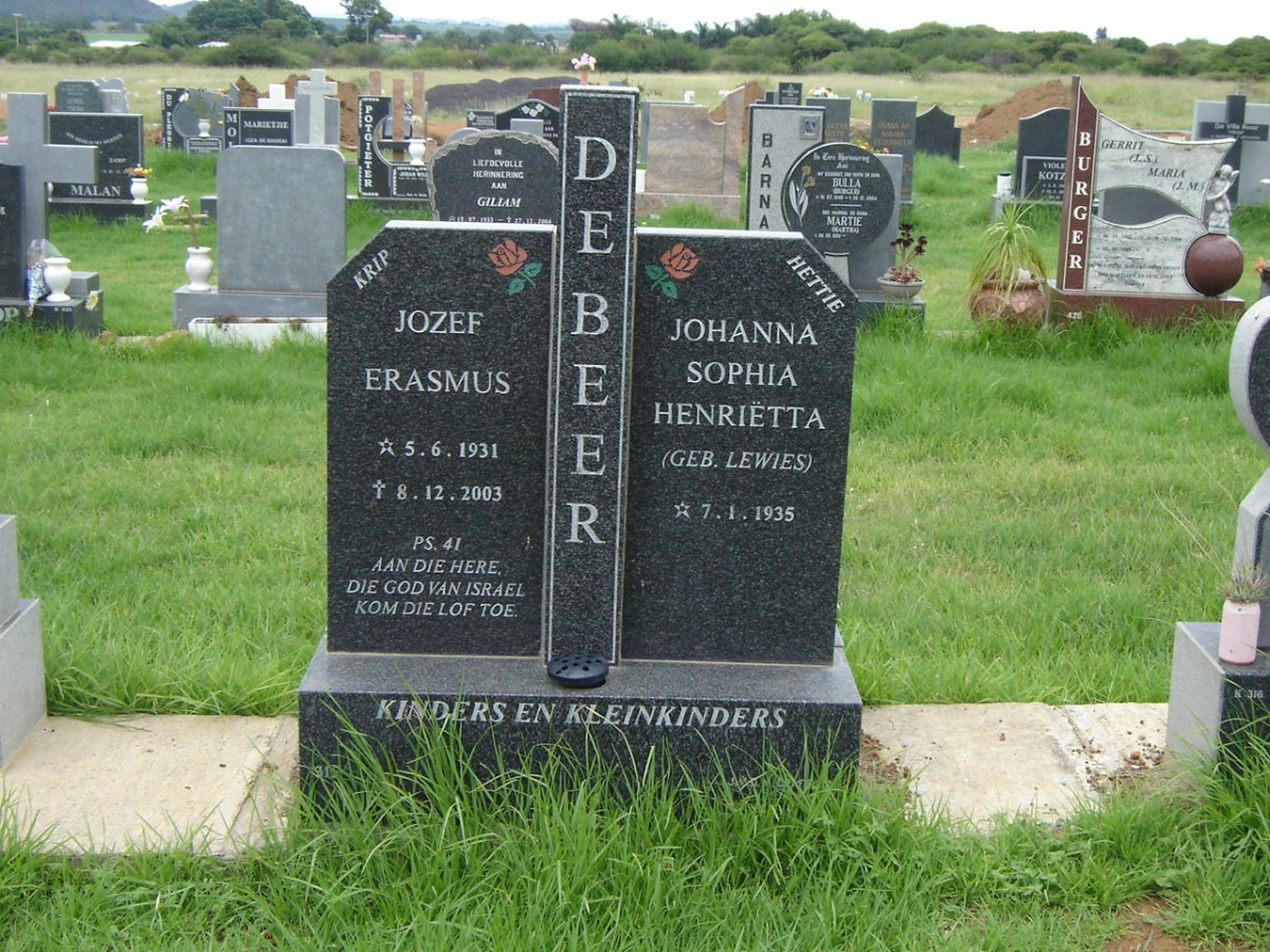 BEER Jozef Erasmus, de 1931-2003 &amp; Johanna Sophia Henriëtta LEWIES 1935-