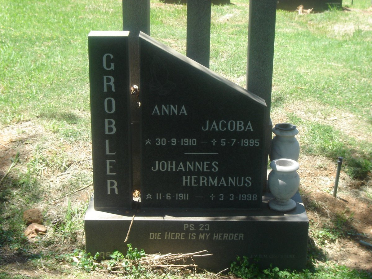 GROBLER Johannes Hermanus 1911-1998 &amp; Anna Jacoba 1910-1995