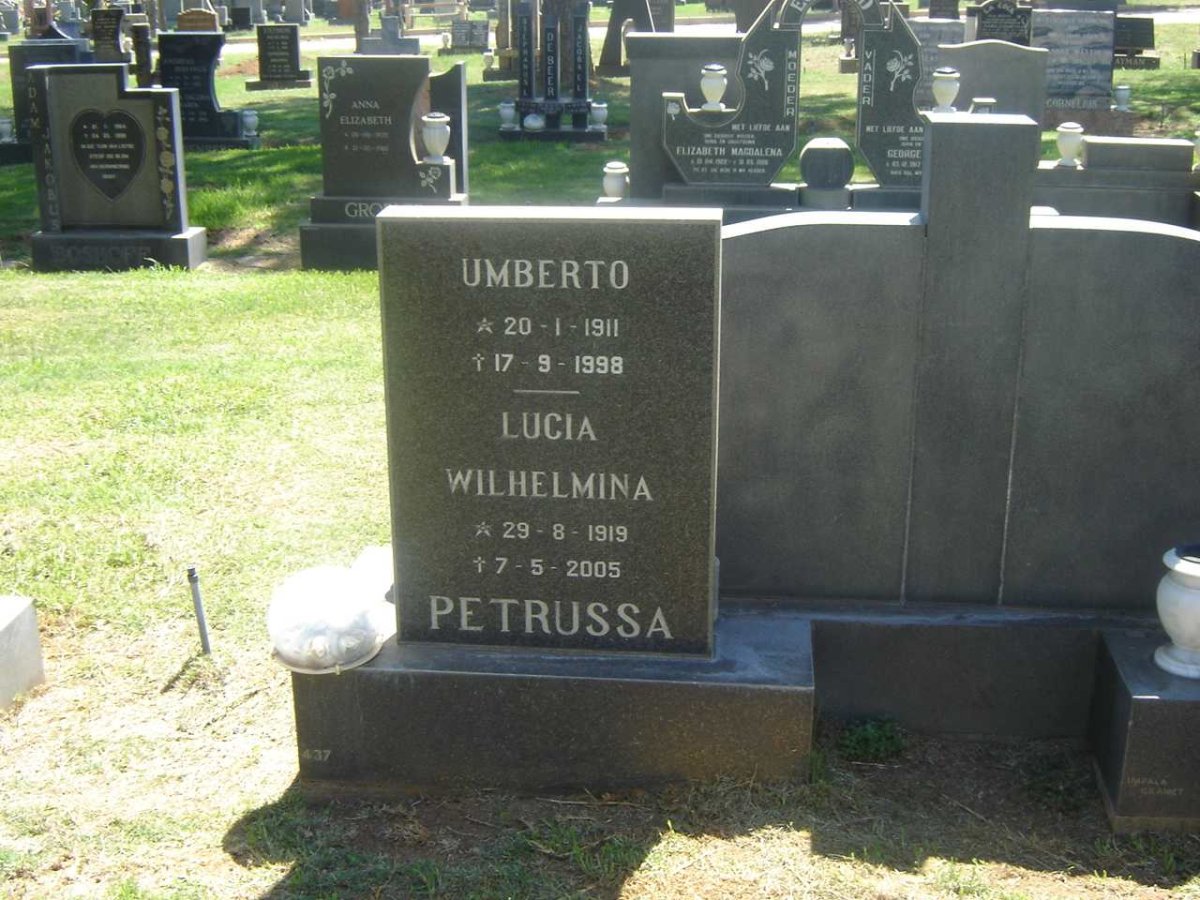 PETRUSSA Umberto 1911-1998 &amp; Lucia Wilhelmina 1919-2005
