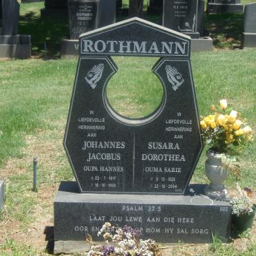 ROTHMANN Johannes Jacobus 1917-1996 &amp; Susara Dorothea 1925-2004