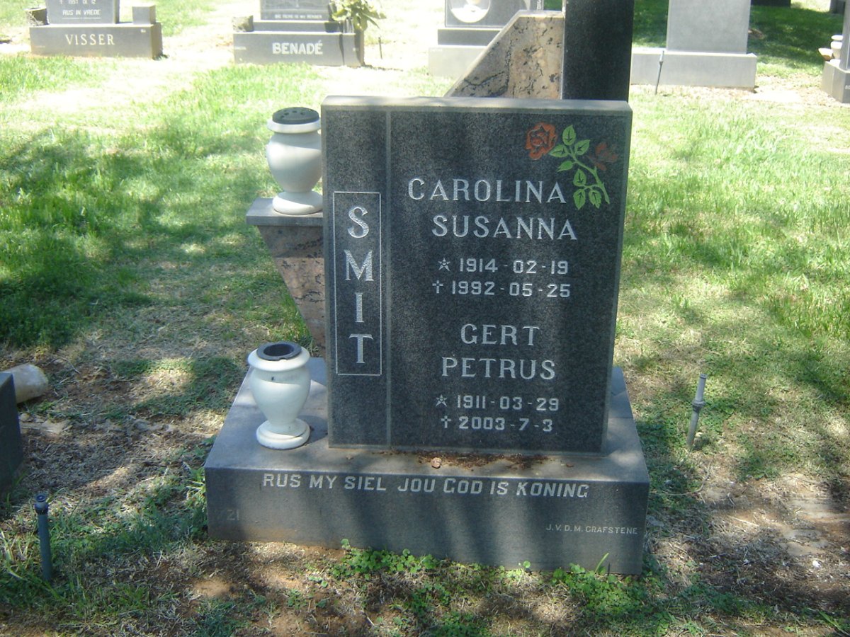 SMIT Gert Petrus 1911-2003 &amp; Carolina Susanna 1914-1992