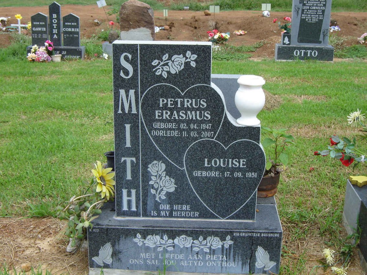 SMITH Petrus Erasmus 1947-2007 &amp; Louise 1951-