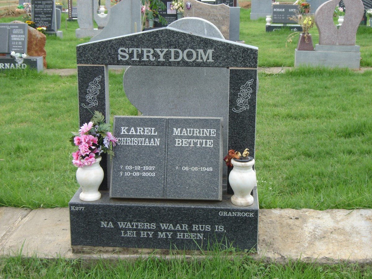 STRYDOM Karel Christiaan 1937-2003 &amp; Maurine Bettie 1948-