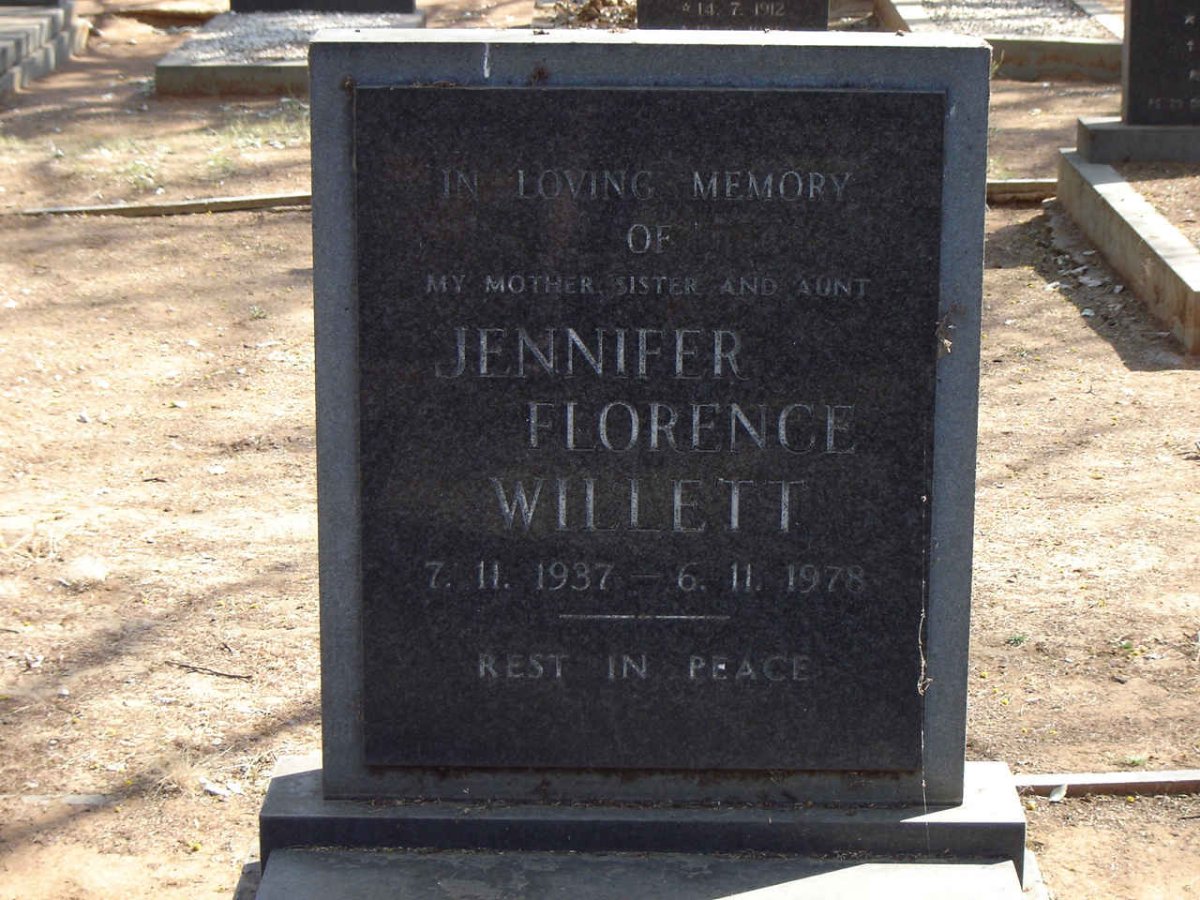 WILLETT Jennifer Florence 1937-1978