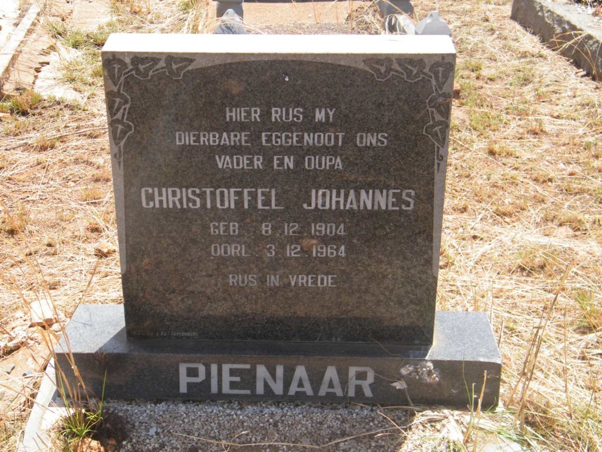 PIENAAR Christoffel Johannes 1904-1964