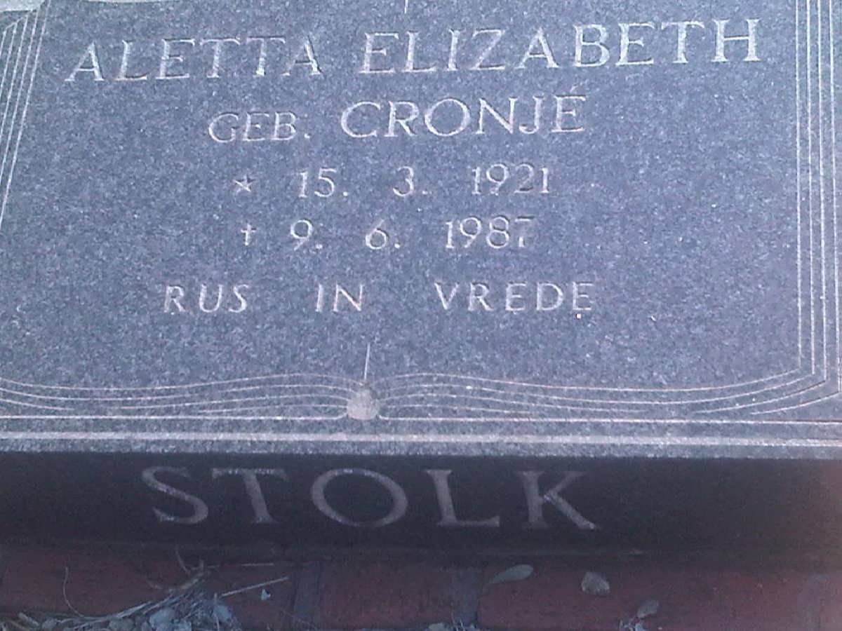 STOLK Aletta Elizabeth nee CRONJE 1921-1987