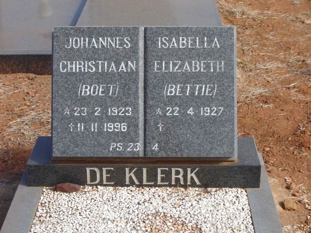 KLERK Johannes Christiaan, de 1923-1996 &amp; Isabella Elizabeth 1927-
