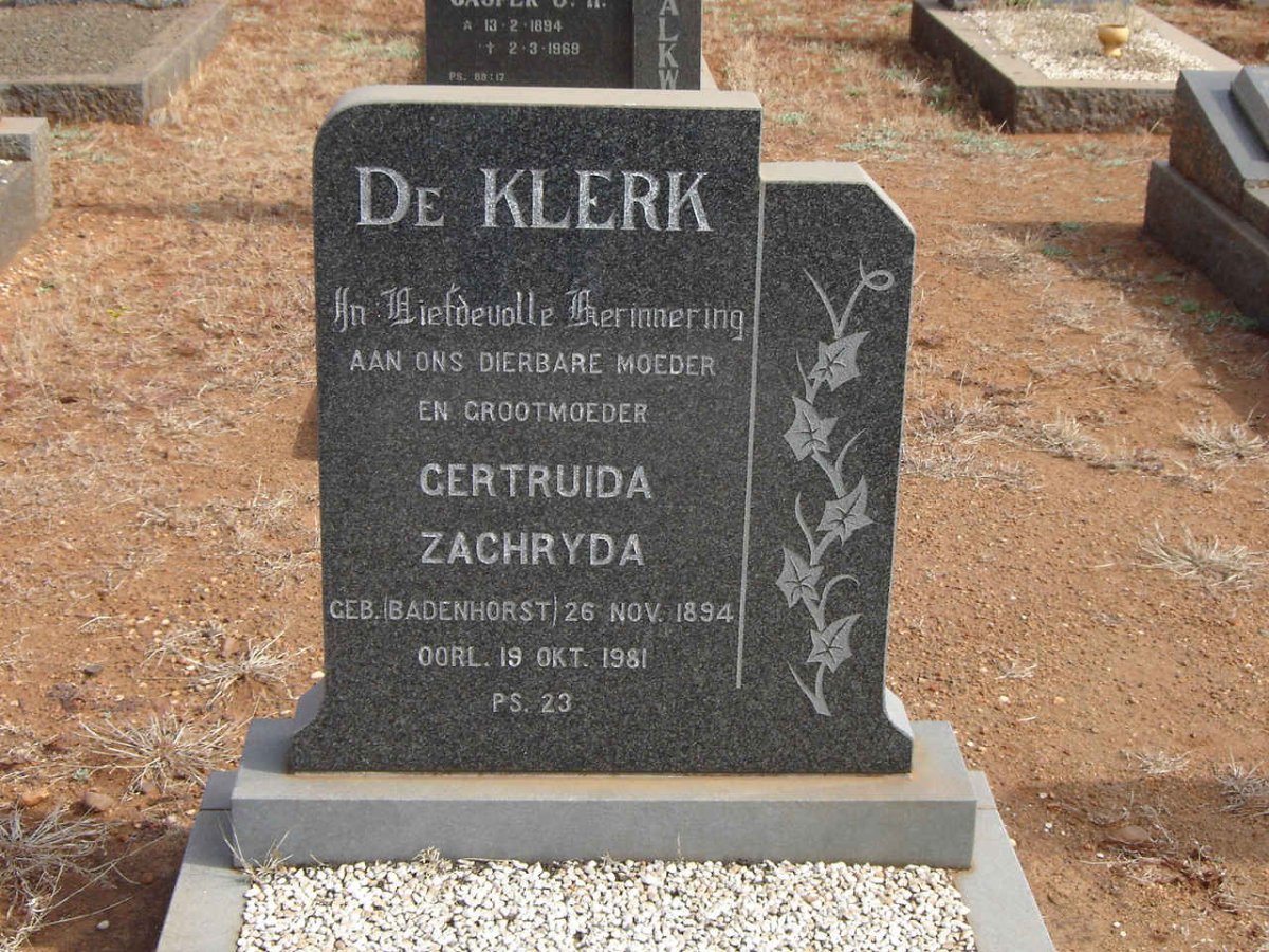 KLERK Gertruida Zachryda, de nee BADENHORST 1894-1981