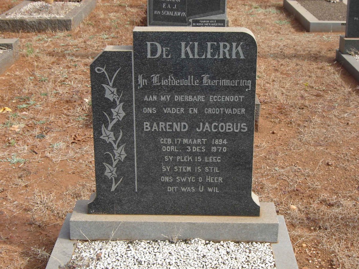 KLERK Barend Jacobus, de 1894-1970
