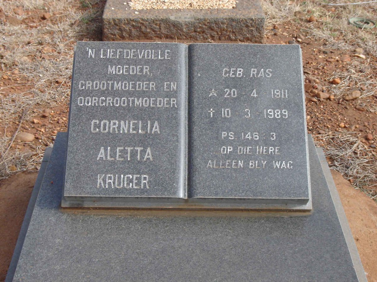KRUGER Cornelia Aletta nee RAS 1911-1989
