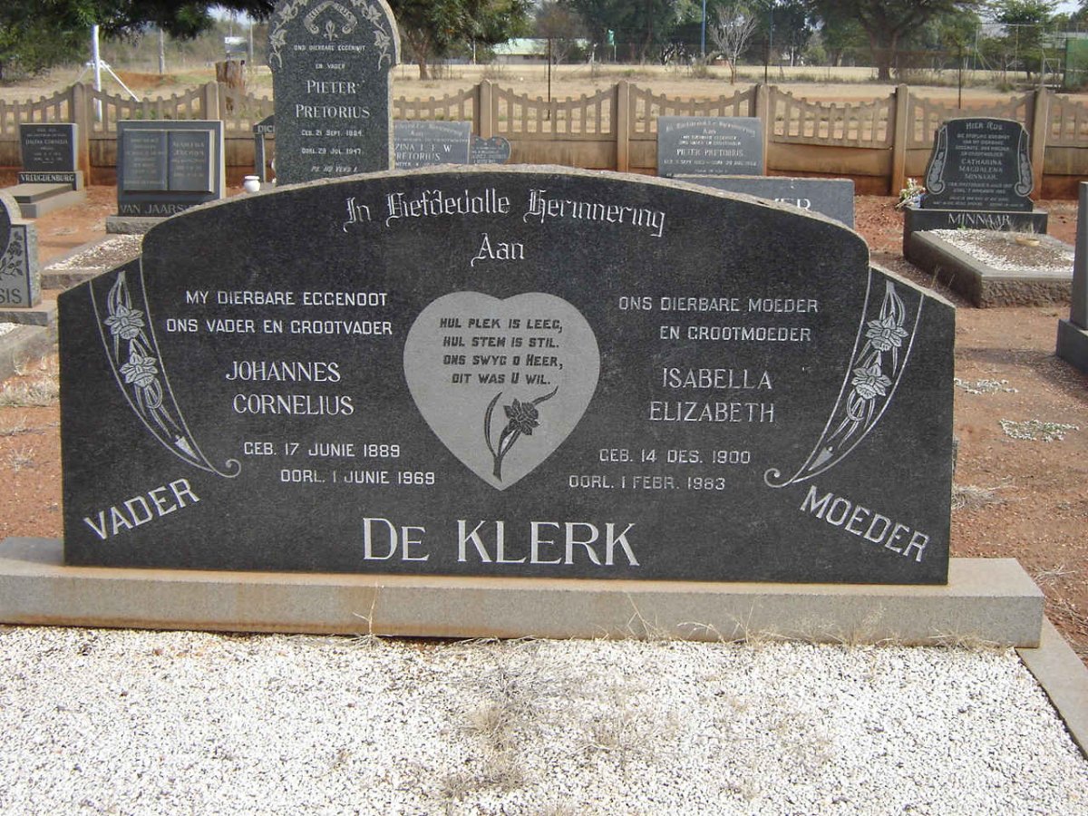 KLERK Johannes Cornelius, de 1889-1969 &amp; Isabella Elizabeth 1900-1883