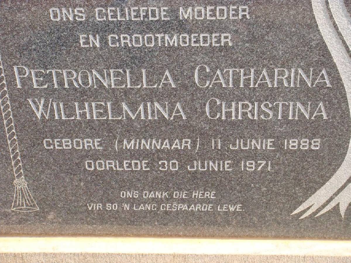 KRUGER Petronella Catharina Wilhelmina Christina nee MINNAAR 1888-1971