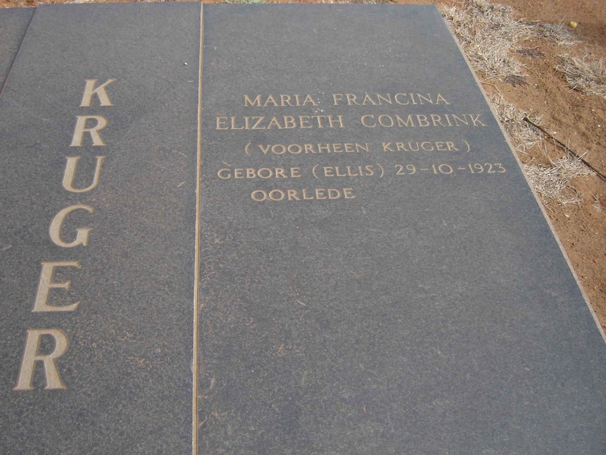 COMBRINK Maria Francina Elizabeth, previously KRUGER nee ELLIS 1923-