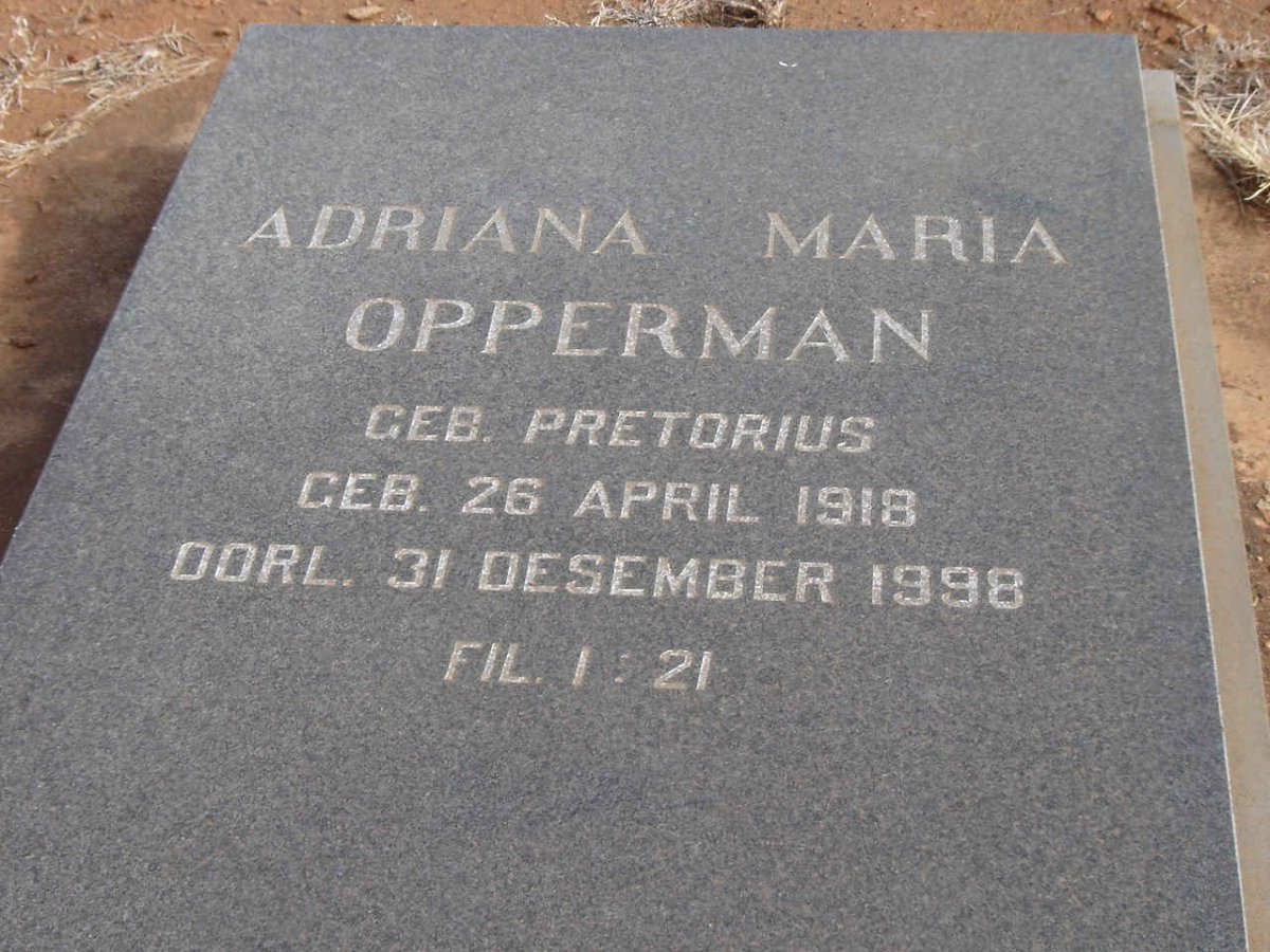 OPPERMAN Adriana Maria 1918-1998