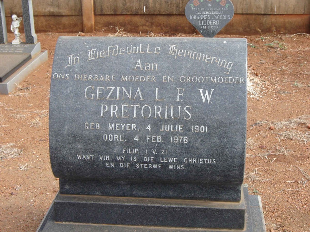 PRETORIUS Gezina L.F.W. nee MEYER 1901-1976