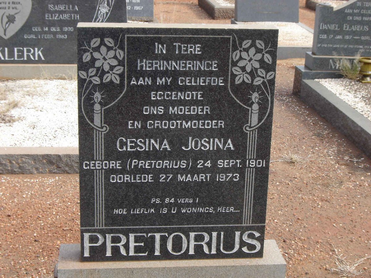 PRETORIUS Gesina Josina nee PRETORIUS 1901-1973