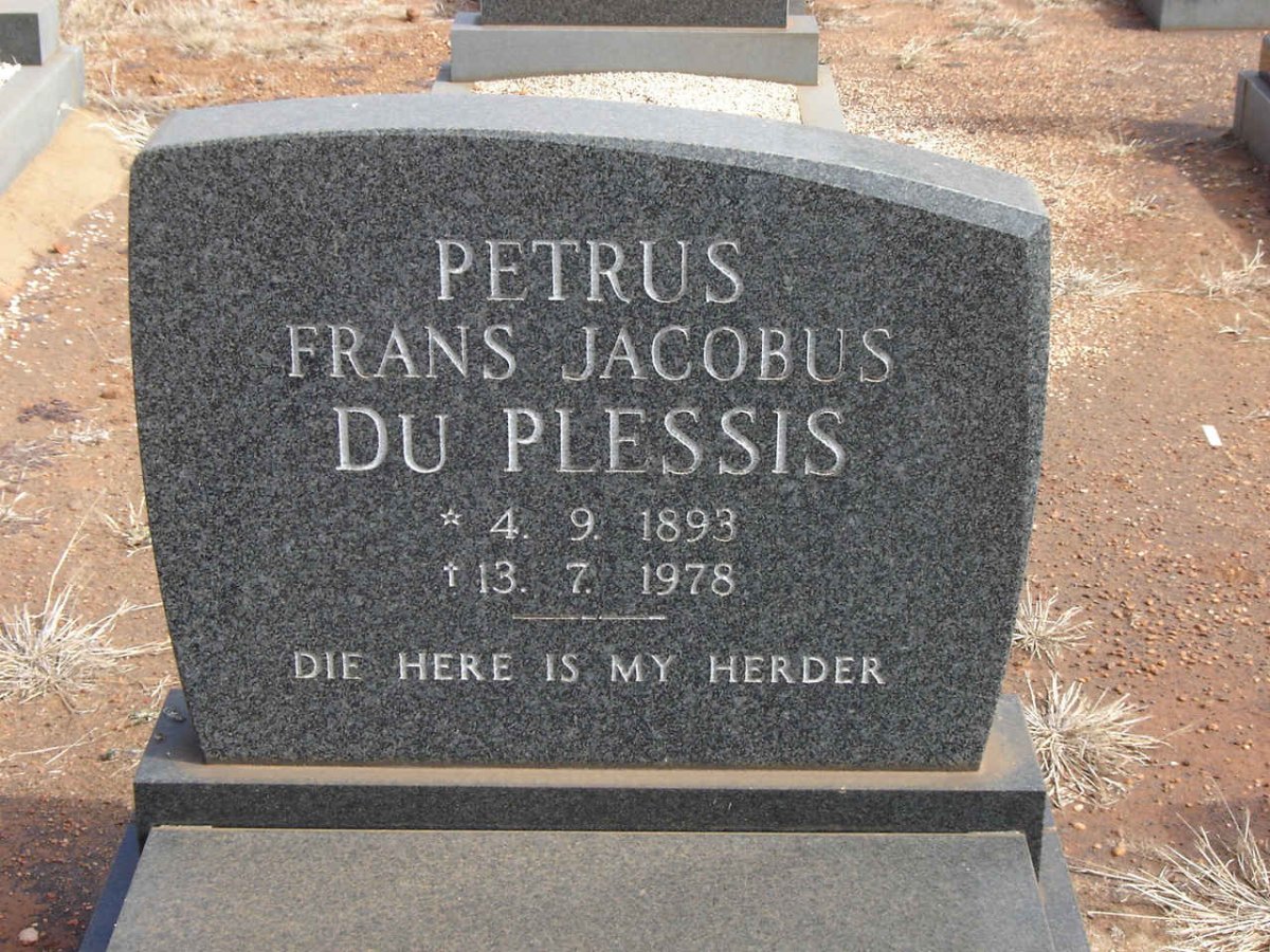 PLESSIS Petrus Frans Jacobus, du 1893-1978