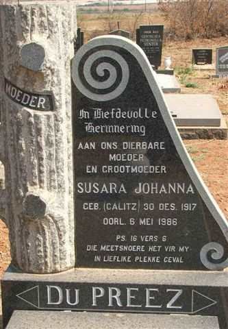 PREEZ Susara Johanna, du nee CALITZ 1917-1986
