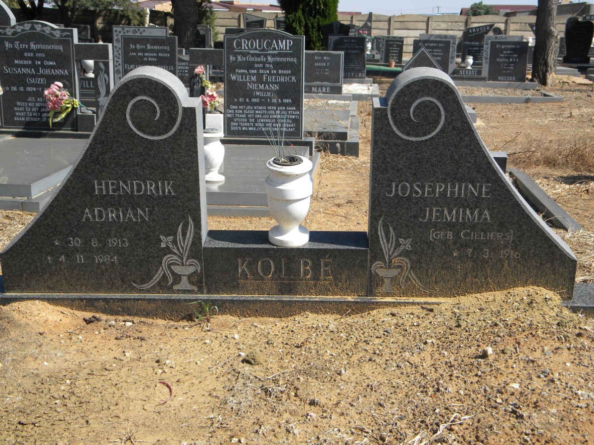 KOLBÉ Hendrik Adrian 1913-1984 &amp; Josephine Jemima CILLIERS 1916-