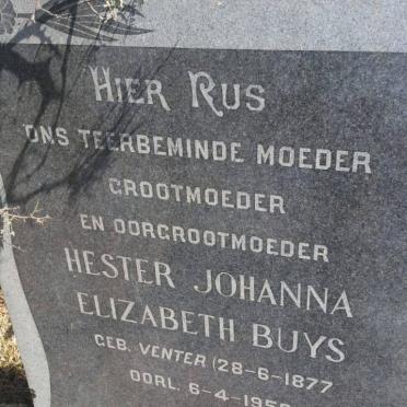 BUYS Hester Johanna Elizabeth nee VENTER 1877-1959