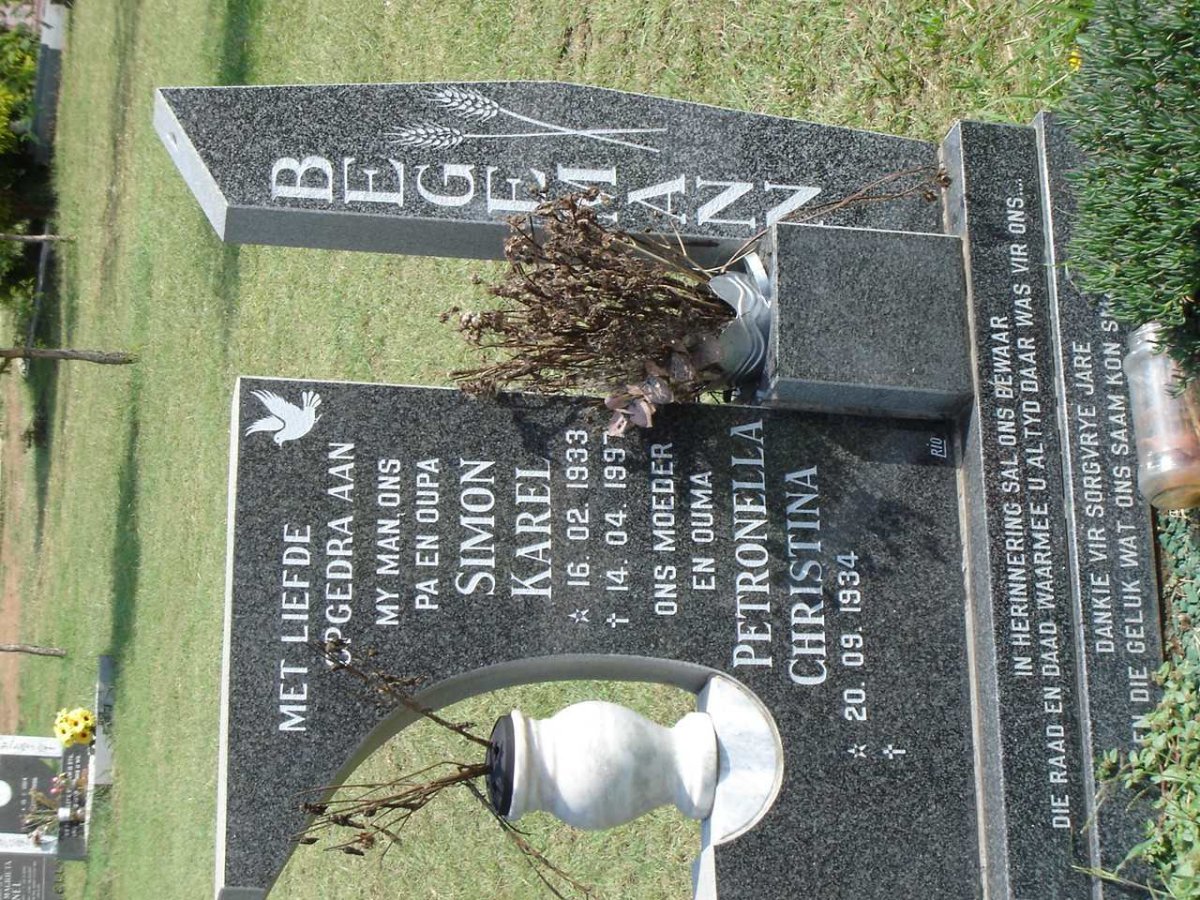 BEGEMANN Simon Karel 1922-1997 &amp; Petronella Christina 1934-