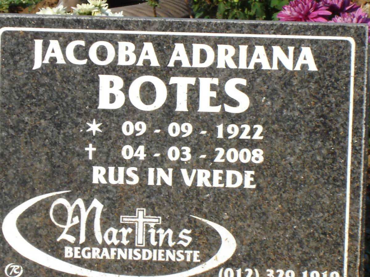 BOTES Jacoba Adriana 1922-2008