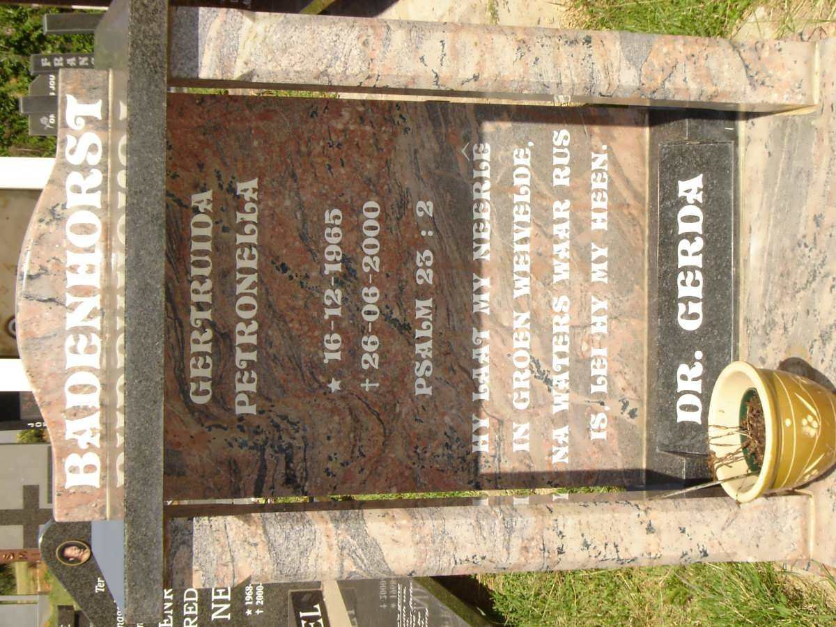 BADENHORST Gertruida Petronella 1965-2000