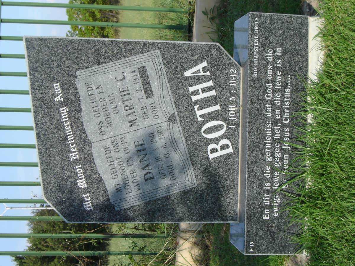 BOTHA Danie 1941-2003 &amp; Martie C. 1944-