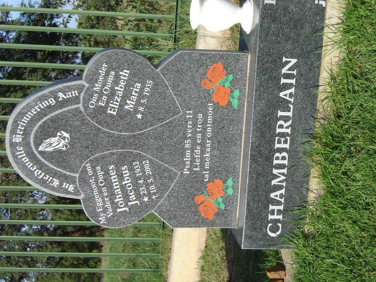 CHAMBERLAIN Johannes Jacobus 1932-2002 &amp; Elizabeth Maria 1935-