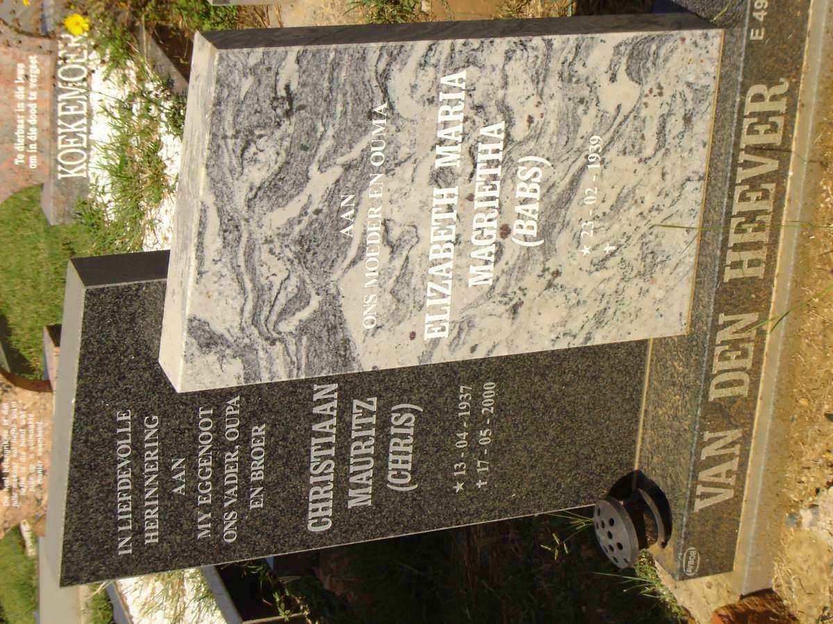 HEEVER Christiaan Mauritz, van den 1937-2000 &amp; Elizabeth Maria Magrietha 1939-