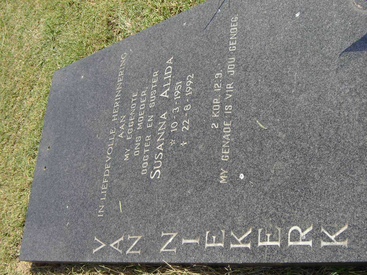NIEKERK Susanna Alida, van 1951-1992