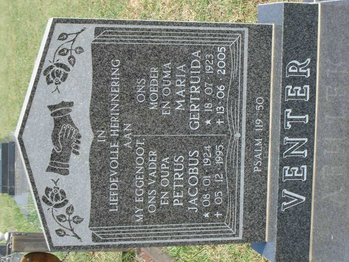 VENTER Petrus Jacobus 1924-1995 &amp; Maria Gertruida 1923-2005