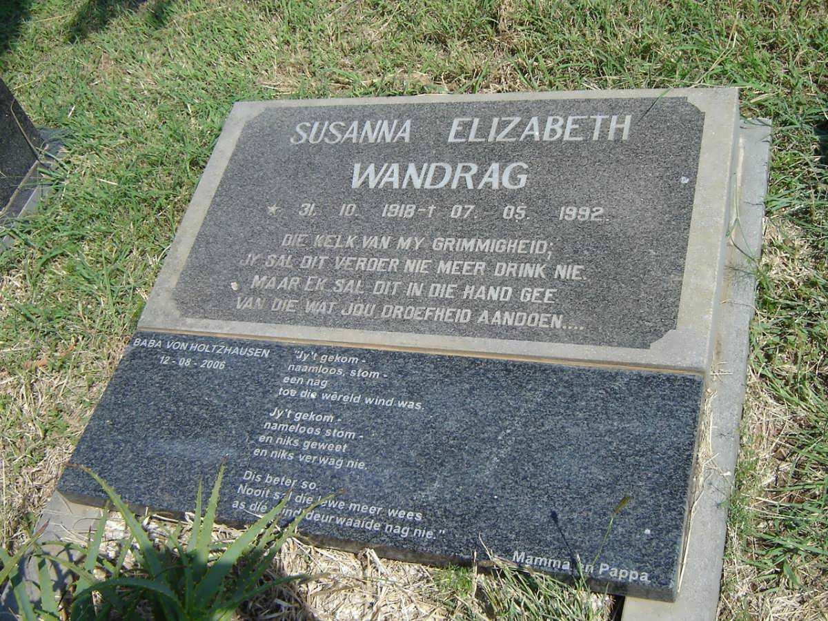 WANDRAG Susanna Elizabeth 1918-1992 :: VAN HOLTZHAUSEN Baba  2006-2006