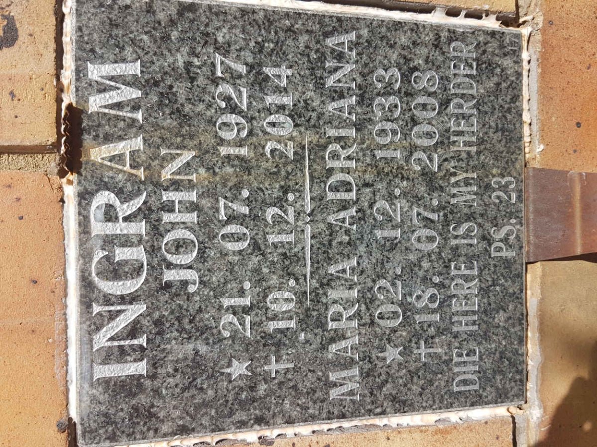 INGRAM John 1927-2014 &amp; Maria Adriana 1933-2008