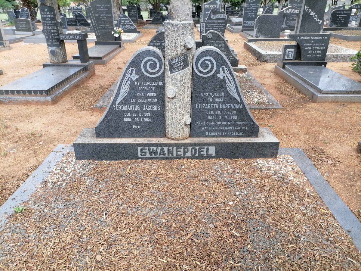 SWANEPOEL Ferdinantus Jacobus 1903-1964 &amp; Elizabeth Barendina 1906-1999