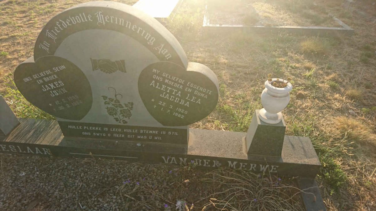 BEESLAAR James John 1965-1984 :: VAN DER MERWE Aletta Lea Jacoba 1920-1982