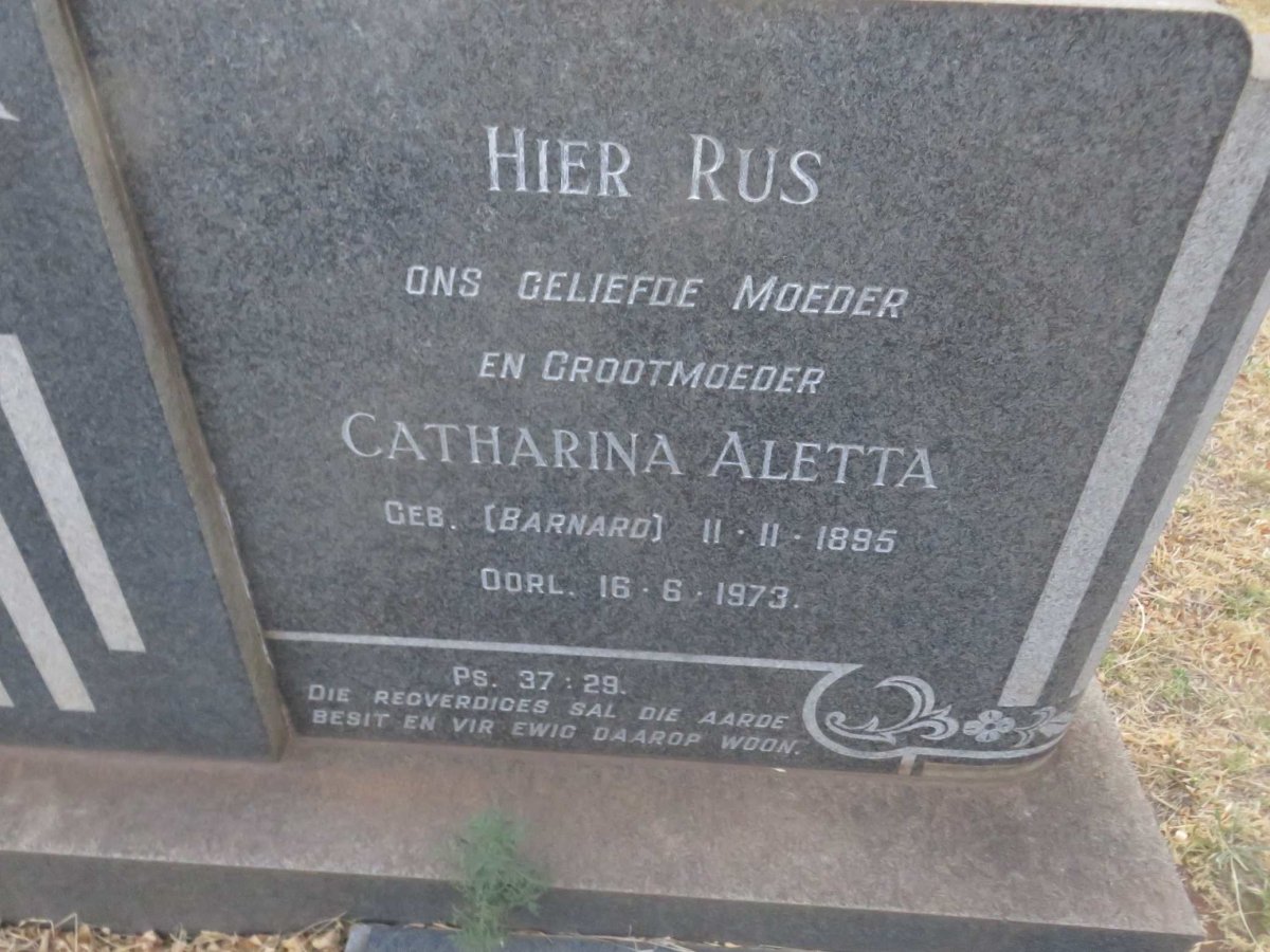 BOTHA Jacob Henry de Villiers 1874-1961 &amp; Catharina Aletta BARNARD 1895-1973