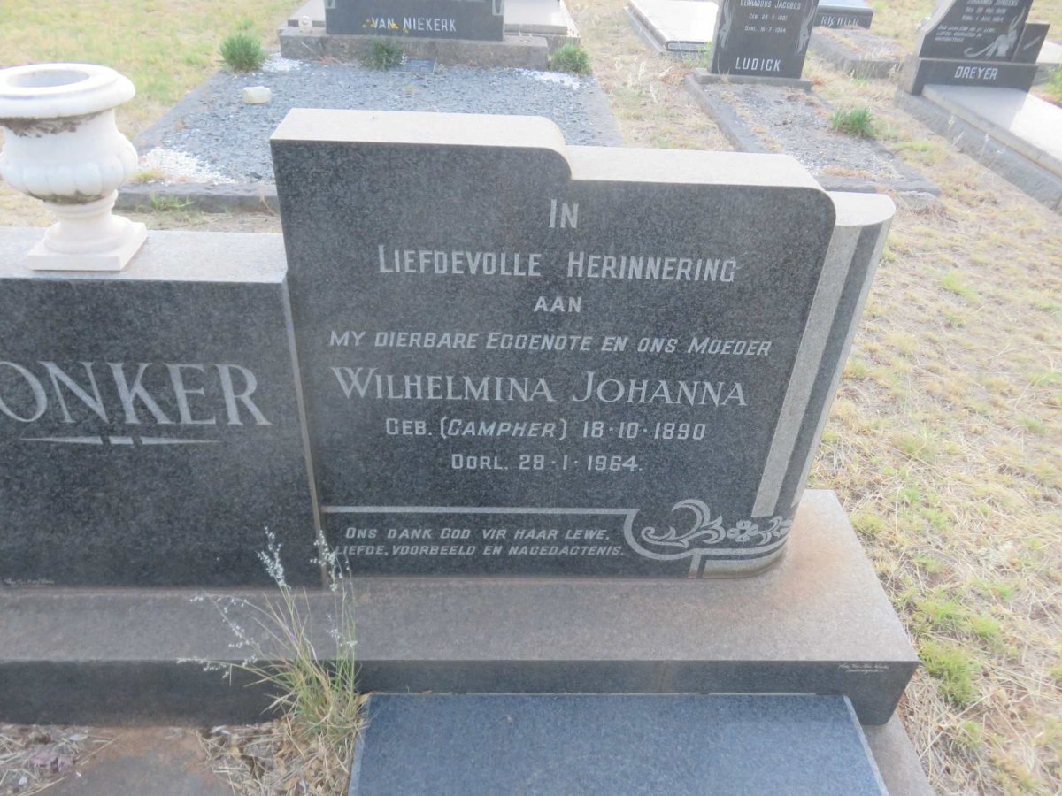 JONKER Johannes Petrus 1882-1968 &amp; Wilhelmina Johanna CAMPHER 1890-1964