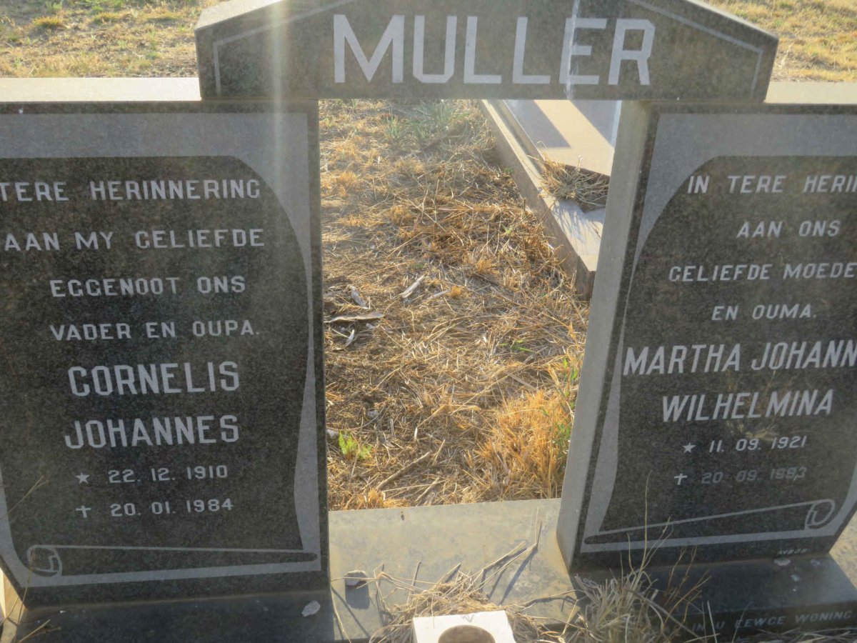 MULLER Cornelis Johannes 1910-1984 &amp; Martha Johanna Wilhelmina 1921-1993