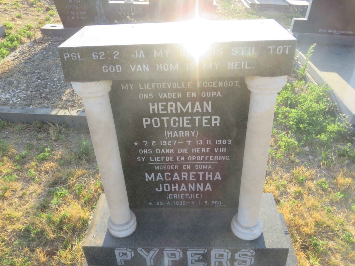 PYPERS Herman Potgieter 1927-1983 &amp; Magaretha Johanna 1930-2011