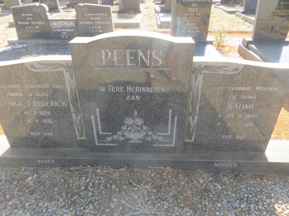 PEENS George Frederick 1924-1976 &amp; Naomi 1928-1991