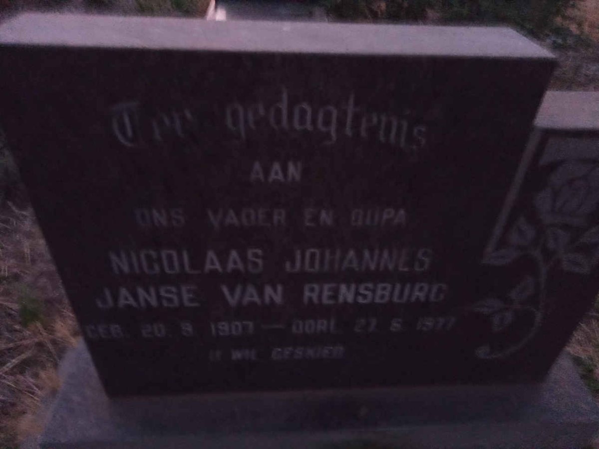 RENSBURG Nicolaas Johannes, Janse van 1907-1977