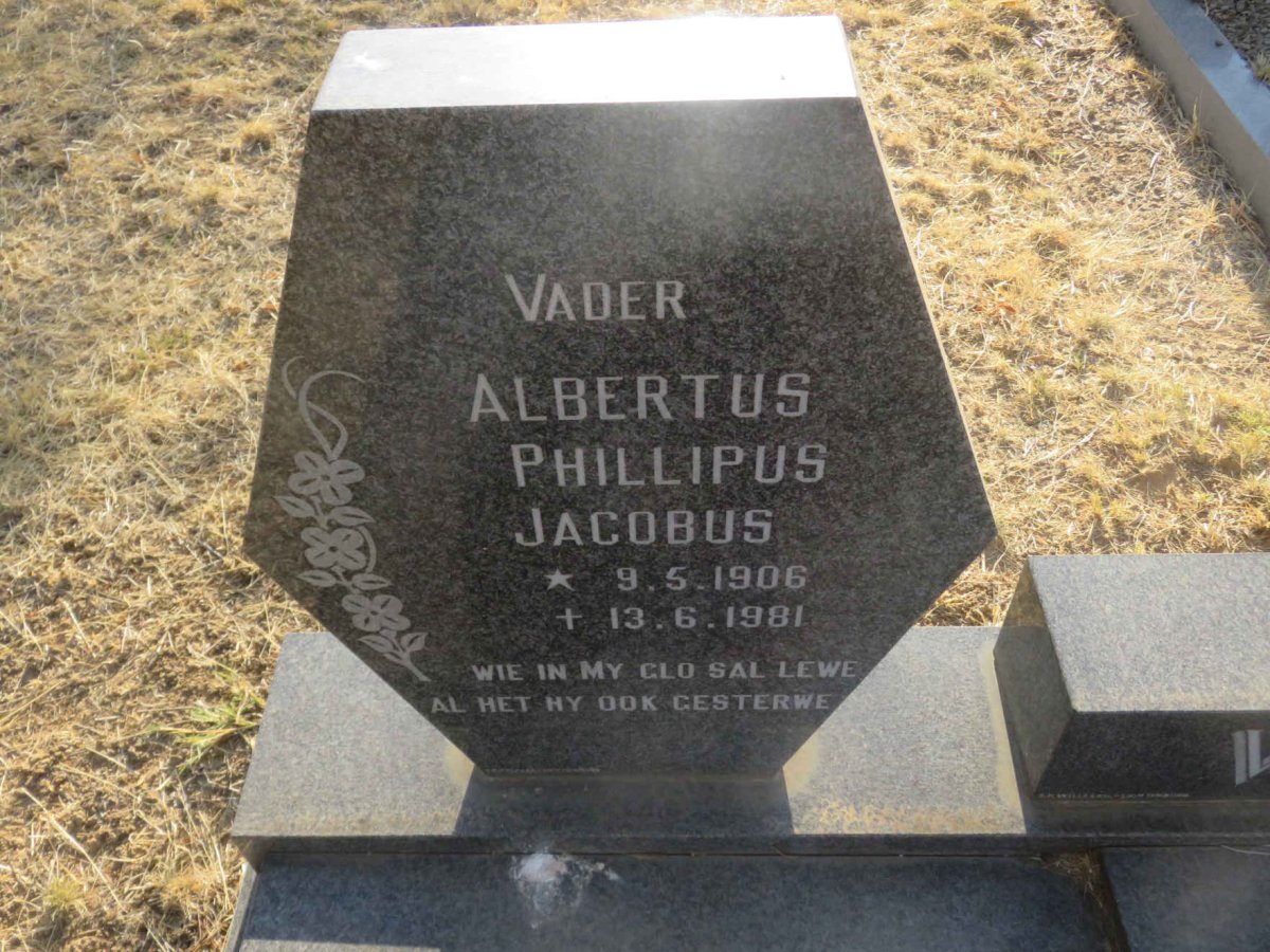 VENTER Albertus Phillipus Jacobus 1906-1981 &amp; Jacomina Hendrina Christina S. 1913-1996