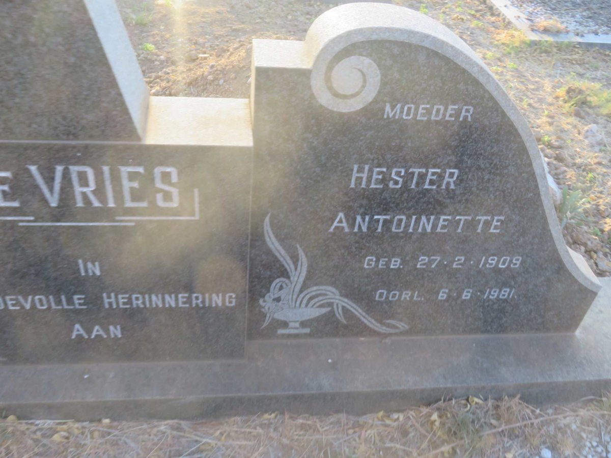 VRIES Jacob Daniel, de 1907-1968 &amp; Hester Antionette 1909-1981