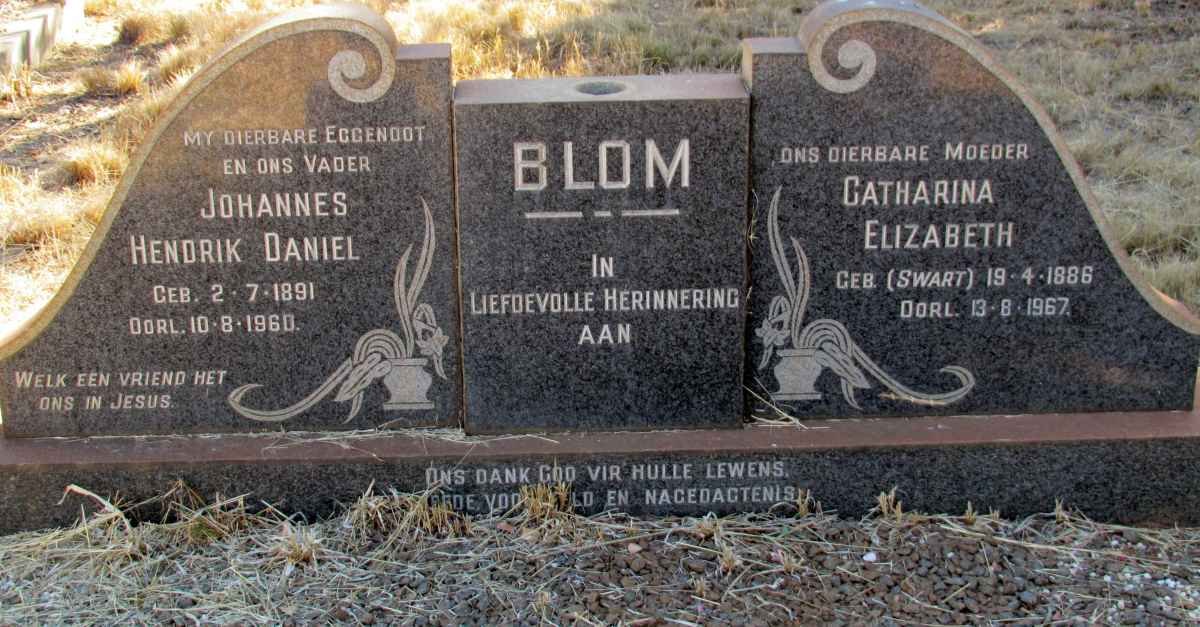 BLOM Johannes Hendrik Daniel 1891-1960 &amp; Catharina Elizabeth SWART 1886-1967