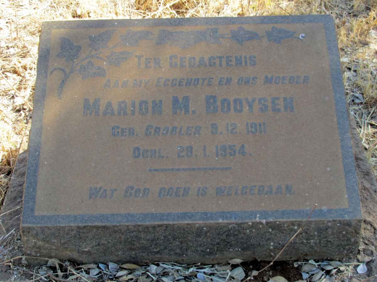 BOOYSEN Marion M. nee BOOYSEN 1911-1954